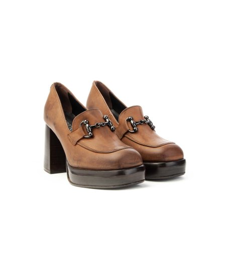 Curiosite` scarpe 2139 Mocassino Morsetto con plateau donna