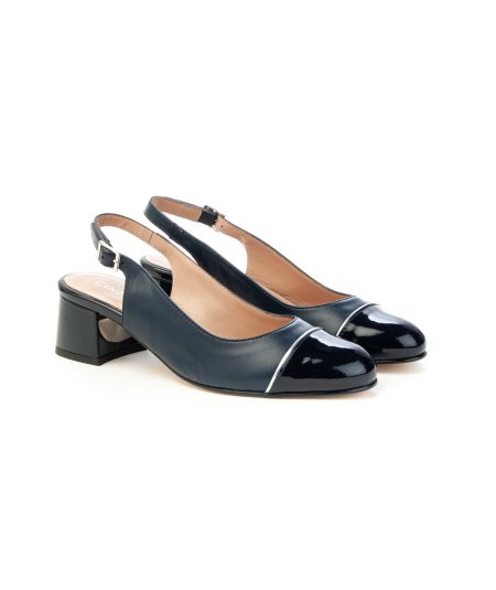 Cinzia Valle slingback in nappa con puntale in vernice blu 9977 Donna
