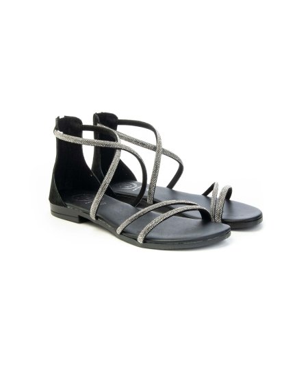 Sandalo in camoscio con strass 18+ 8176 Donna