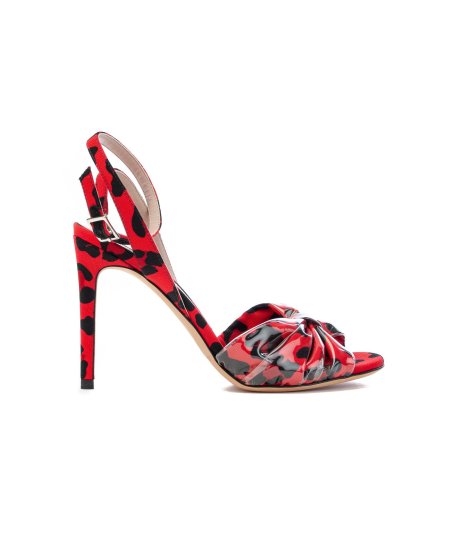 Sandalo con tacco 9 cm in tessuto ghepardato Alberto Gozzi Animalier Donna