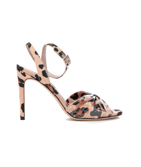 Sandalo con tacco 9 cm in tessuto ghepardato Alberto Gozzi Animalier Donna