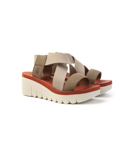 Sandalo fasce incrociate con zeppa 6 cm Fly London YABI922FLY Donna