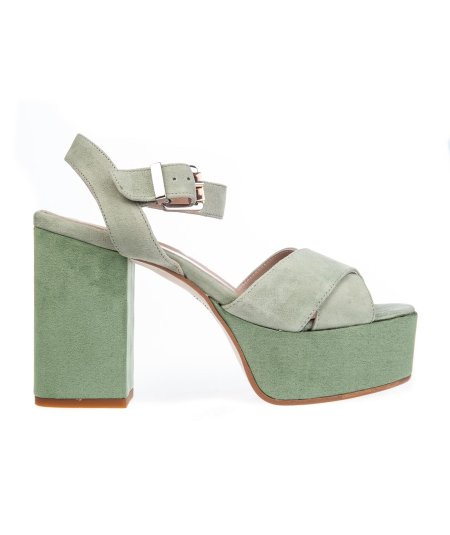 Sandalo con Plateau 9 cm camoscio 8121 T90 Donna