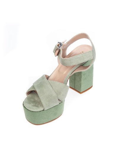 Sandalo con Plateau 9 cm camoscio 8121 T90 Donna