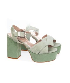 Sandalo con Plateau 9 cm camoscio 8121 T90 Donna