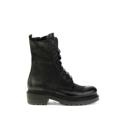 Anfibio Metissè MA964 in Nabuk Nero con Lacci Strass Donna