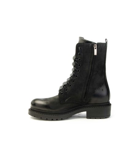 Anfibio Metissè MA964 in Nabuk Nero con Lacci Strass Donna