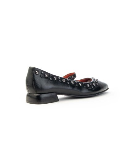 Ballerina Mjus T98108 in pelle nera con borchie e cinturino Donna