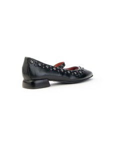 Ballerina Mjus T98108 in pelle nera con borchie e cinturino Donna
