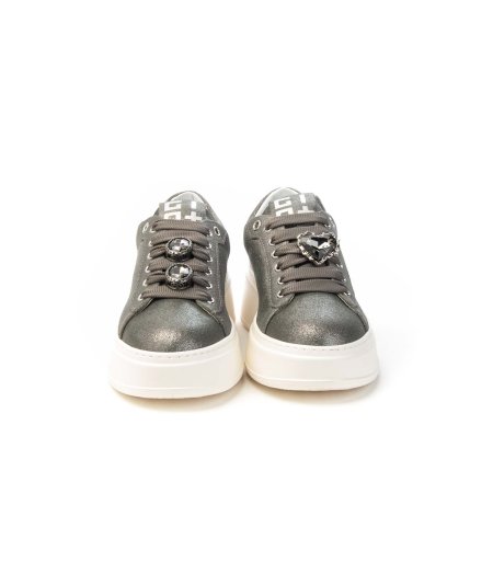 Sneakers GIO+ PIA 238A in pelle argento con dettagli decorativi Donna