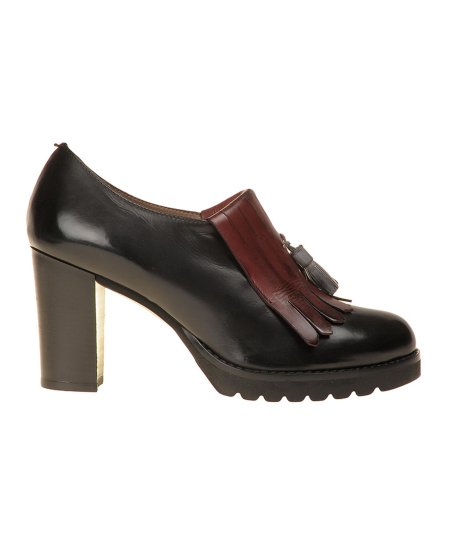 Mocassino Calpierre con tacco e frangia con nappine Donna