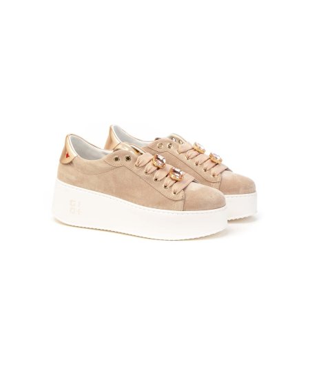 Sneakers GIO+ in camoscio rosa con charms gioiello Donna