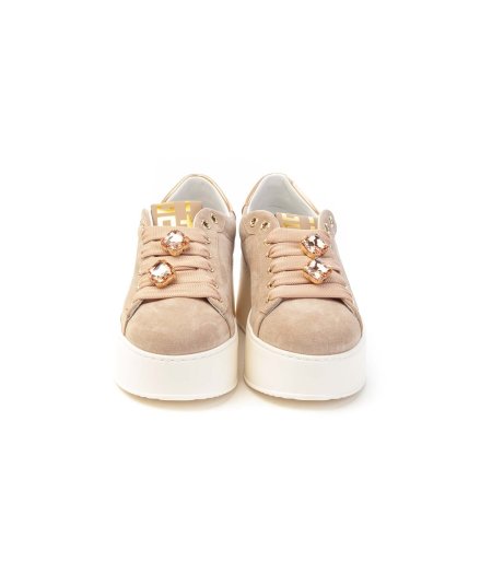 Sneakers GIO+ in camoscio rosa con charms gioiello Donna