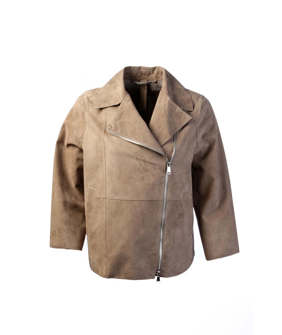 The Jackie Leathers Gaia Giacca Crop in Suede Sand Donna