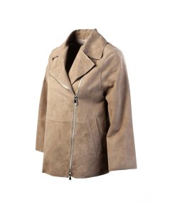 The Jackie Leathers Gaia Giacca Crop in Suede Sand Donna