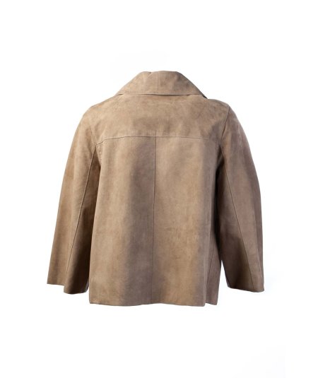 The Jackie Leathers Gaia Giacca Crop in Suede Sand Donna