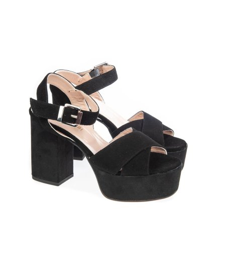 Sandalo con Plateau 9 cm camoscio 8121 T90 Donna